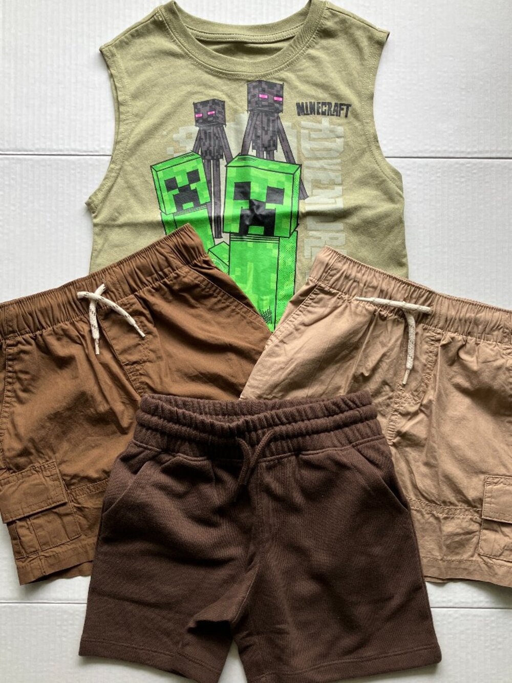 4/5 Wonder Nation Shorts & Minecraft Sleeveless Tee Bundle